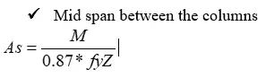 Mid span between the columns